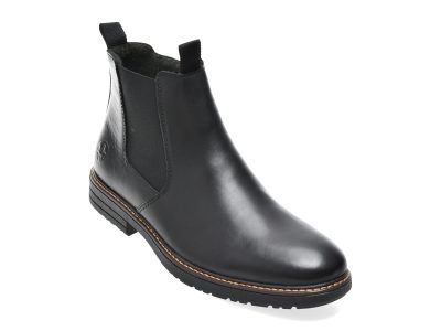 Ghete elegante RIEKER negre, 33180, din piele naturala