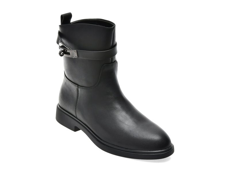 Ghete EPICA negre, T1586A, din piele naturala
