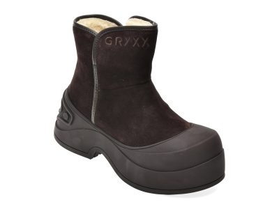 Ghete GRYXX maro, 9832, din piele intoarsa