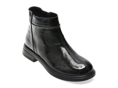 Ghete IMAGE negre, E9815, din piele naturala lacuita