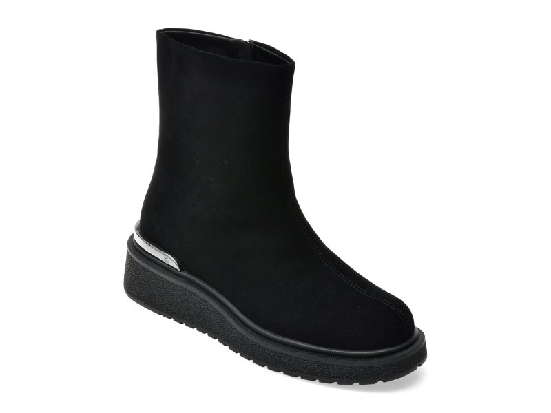 Ghete IMAGE negre, H275M, din piele intoarsa