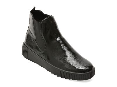 Ghete REMONTE negre, R7994, din piele ecologica lacuita