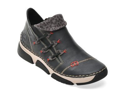 Ghete RIEKER negre, 45983, din piele ecologica