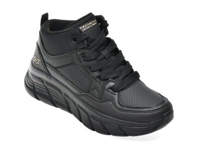 Ghete SKECHERS negre, BOBS B FLEX HI, din piele ecologica