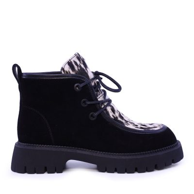 Ghete tip mocasin femei  Enzo Bertini negre din piele întoarsă 1892DG2520VN