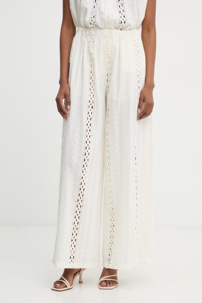 Haveone  pantaloni wide leg pentru femei, din bumbac