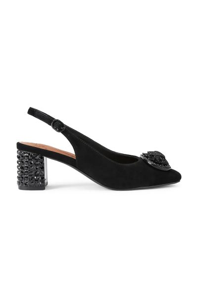 Kurt Geiger London  tocuri cu călcâiul deschis din piele întoarsă Chelsea Block Sling Dr Black