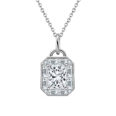 Lantisor argint 925, JW1769, model elegant cu zirconiu, placat cu rodiu