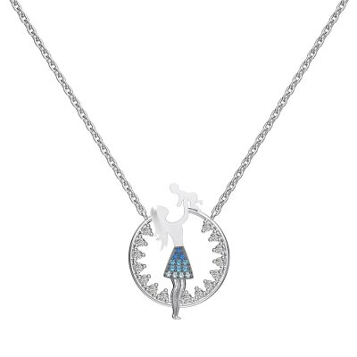 Lantisor argint 925, JW1839, model mama & baby, placat cu rodiu