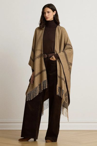 Lauren Ralph Lauren  poncho pentru femei cu lână