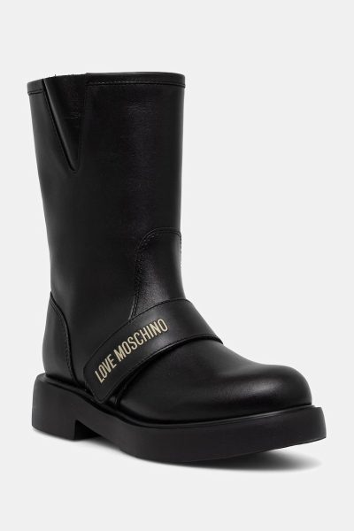 Love Moschino  botine cu toc plat pentru femei din piele
