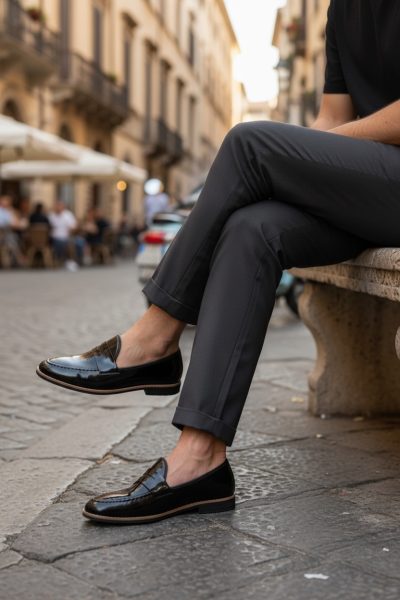 Mocasini barbati negri  tapla subtire  piele eco  comozi 12221 N3.N4-1