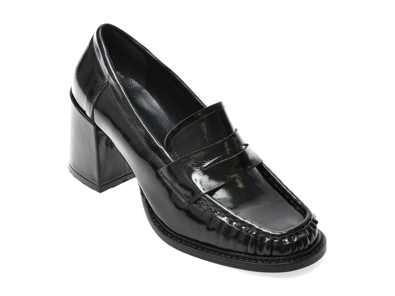 Mocasini EPICA negri, 1754243, din piele naturala lacuita