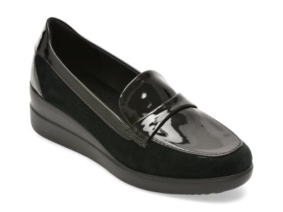 Mocasini GEOX negri, D6630A, din piele intoarsa