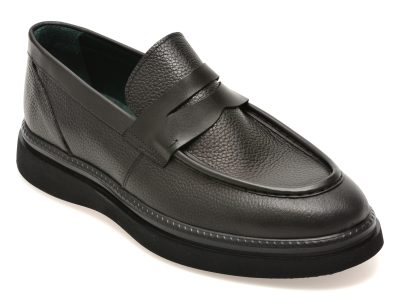 Mocasini OTTER negri, BR4469, din piele naturala