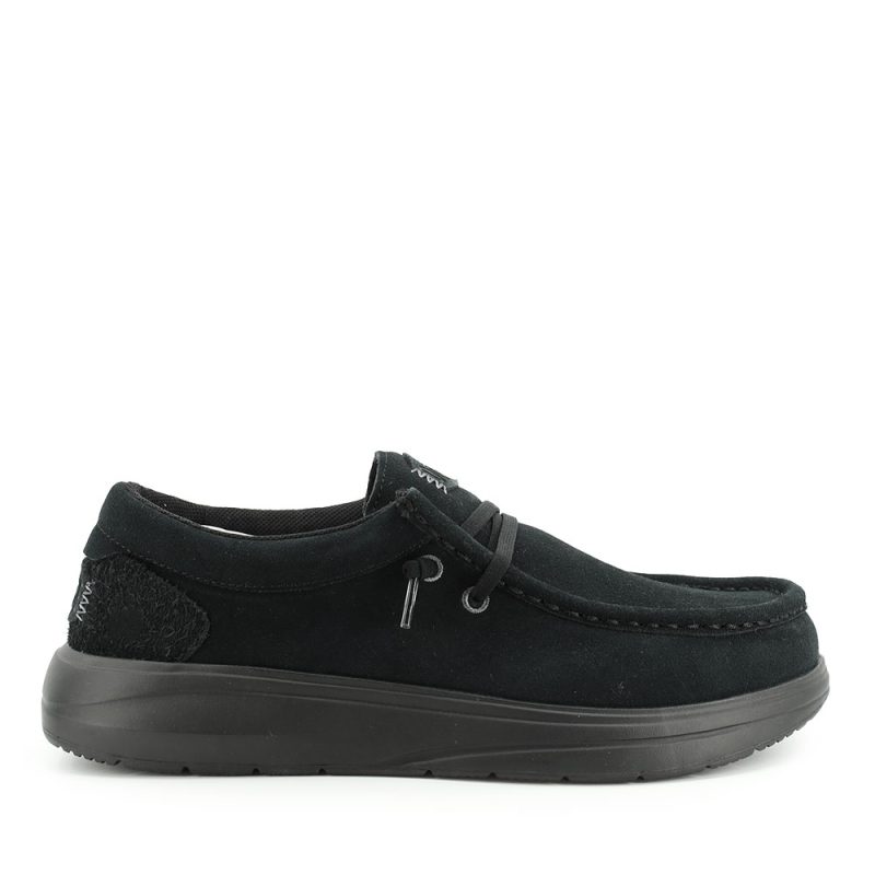 Mocasini ușori bărbați Hey Dude Wally COMF Suede negri 3092BM41975VN
