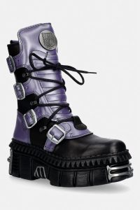 New Rock  bocanci pentru femei din piele CRUST NEGRO + NOMADLA LILA + IMPERFECT TOWER NEGRO TORNILLOS