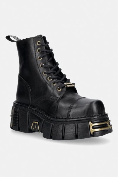 New Rock  bocanci pentru femei din piele CRUST NEGRO, TOWER NEGRO ORO VIEJO