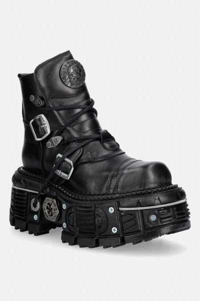 New Rock  bocanci pentru femei din piele ITALI NEGRO, NOMADA NEGRO, ORIFICIO