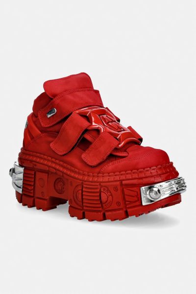 New Rock  încălțăminte pentru femei din nubuck NOBUCK ROJO + IMPERFECT TANK ROJO TORNILLOS