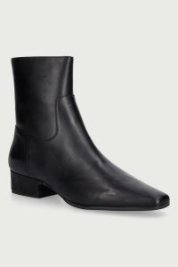 Nokwol  botine pentru femei din piele Dusty Black Leather
