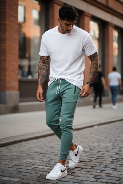 Pantaloni de trening vernil  silon  conici 12379 21-2