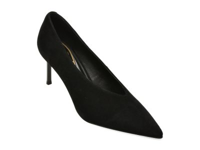Pantofi eleganti EPICA negri, H692, din piele intoarsa