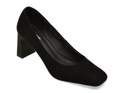 Pantofi eleganti IMAGE negri, 82982, din piele intoarsa