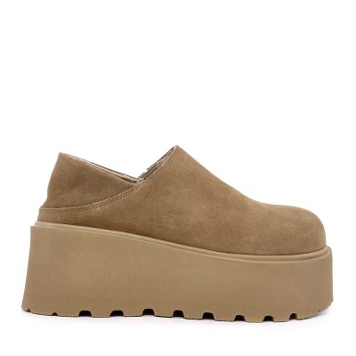 Pantofi slip on cu platforma  femei  Luca di Gioia kaki din piele întoarsă   3840DP091VKA