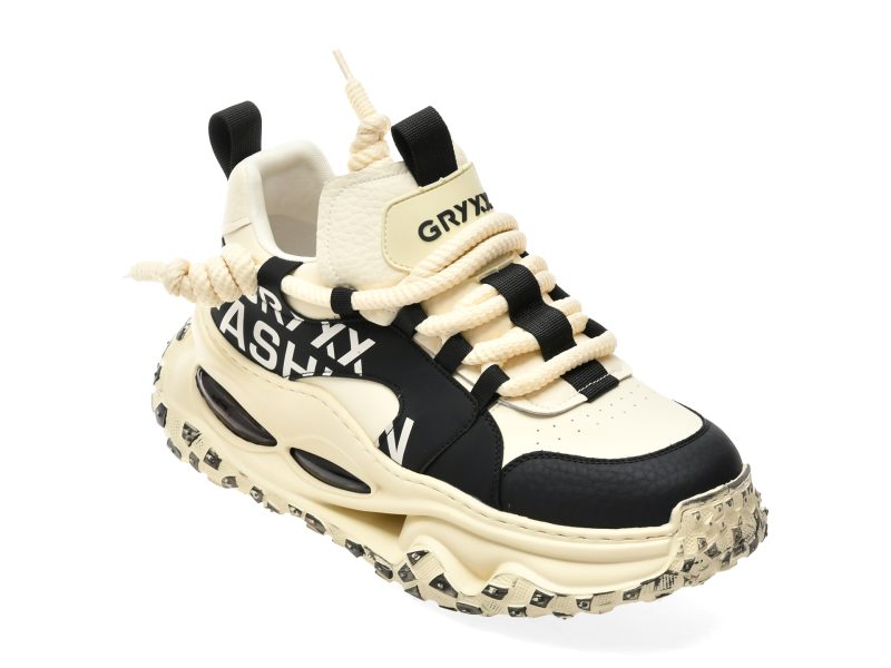 Pantofi sport GRYXX alb-negru, 1918, din piele naturala