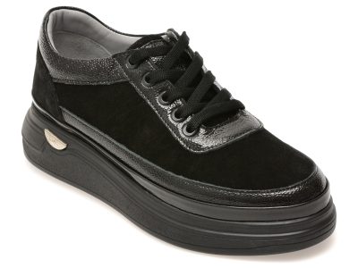 Pantofi sport IMAGE negri, 213M126, din piele intoarsa