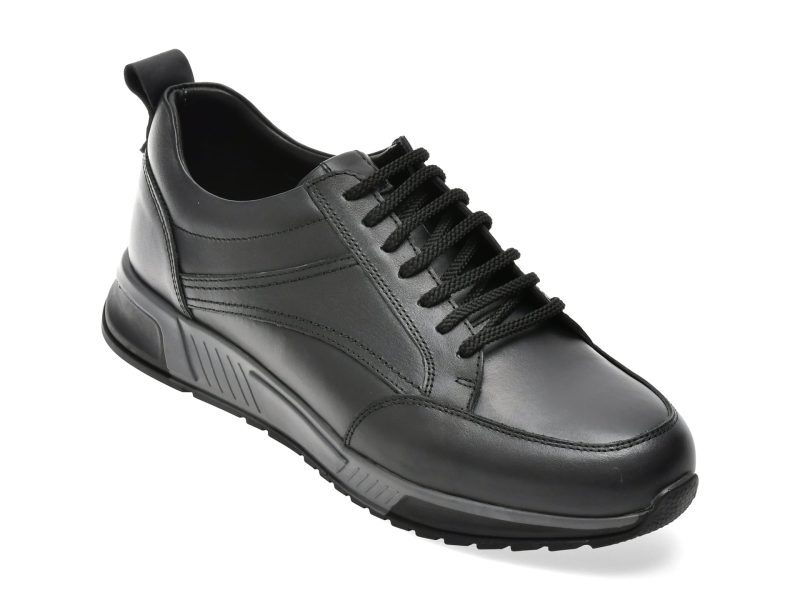 Pantofi sport OTTER negri, ET429, din piele naturala