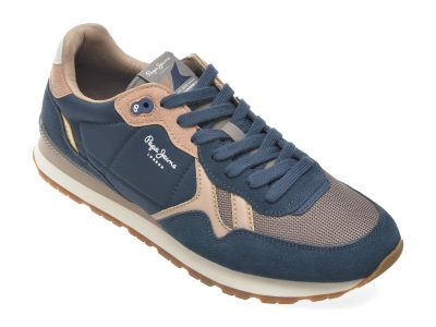 Pantofi sport PEPE JEANS bleumarin, MS40049, din material textil si piele naturala