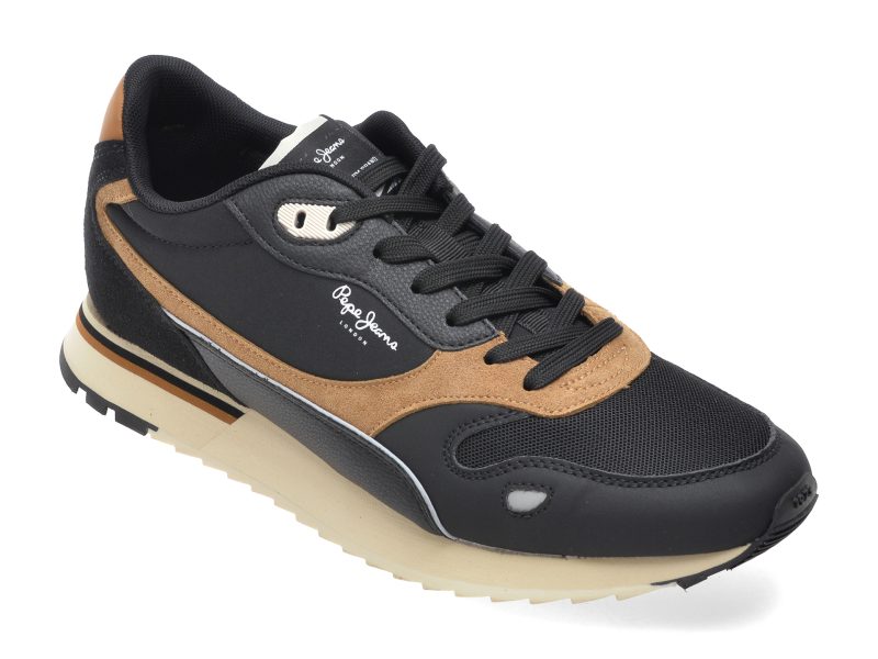 Pantofi sport PEPE JEANS negri, MS40047, din piele ecologica