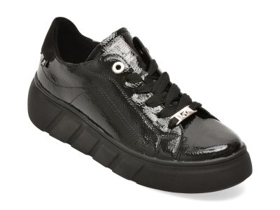 Pantofi sport RIEKER negri, W2601, din piele naturala lacuita
