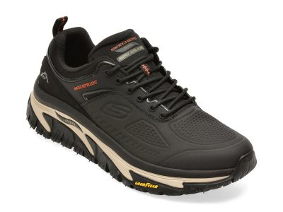 Pantofi sport SKECHERS negri, ARCH FIT ROAD WALKER, din piele ecologica