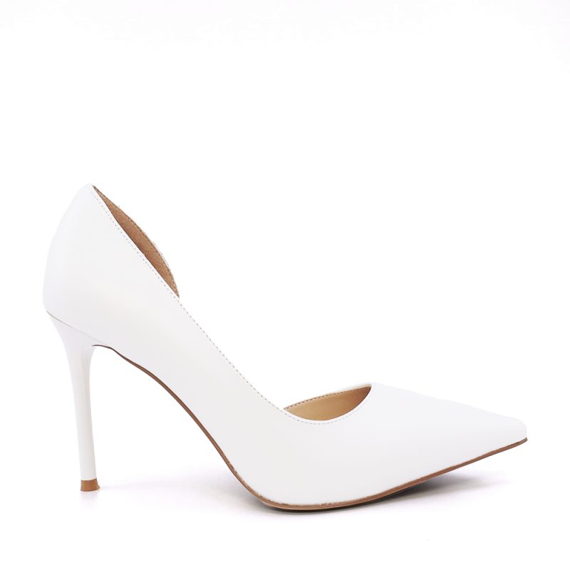 Pantofi stiletto D'Orsay femei Luca di Gioia albi din piele  1261DD7263A