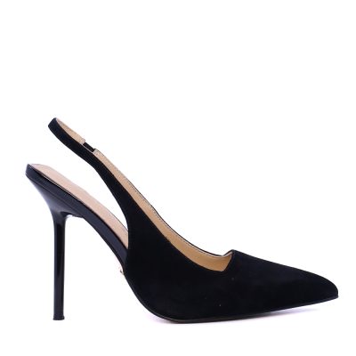 Pantofi stiletto slingback femei Enzo Bertini negri din piele întoarsă 1391dd9471vn