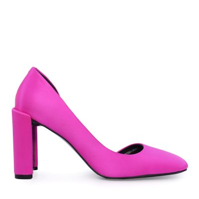 Pantofi tip d'orsay femei Enzo Bertini fuchsia din mătase cu toc gros 1627DD1388FU
