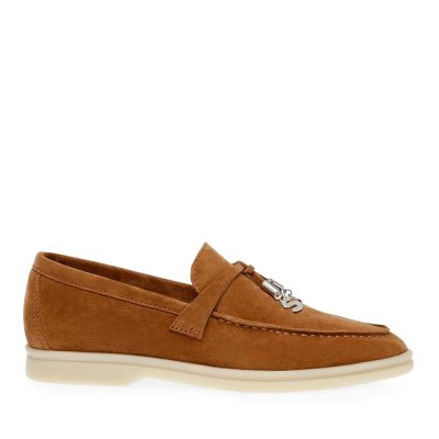 Pantofi tip loafer femei Steve Madden Portland cognac din piele întoarsă 1460DPPORTLANDVCO