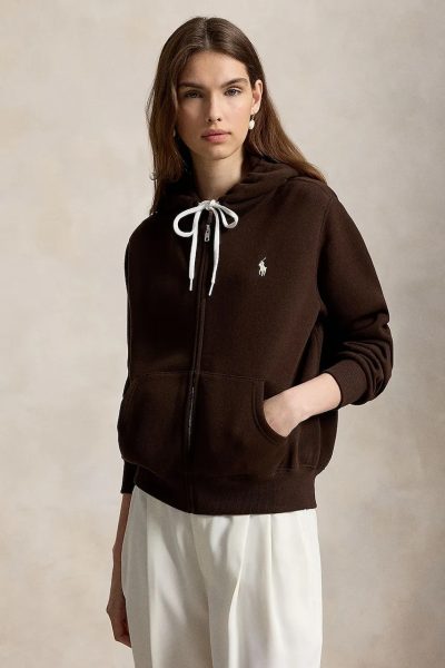 Polo Ralph Lauren  hanorac cu fermoar și glugă pentru femei cu bumbac