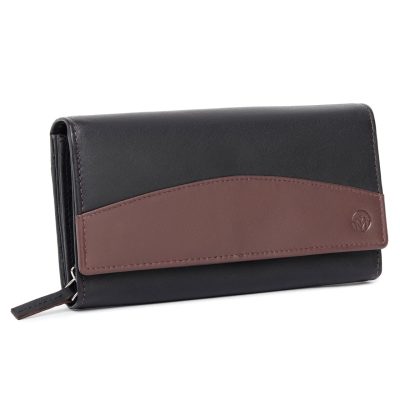 Portofel dama Marquise, Bluma PT1503, piele naturala, Negru/Maro