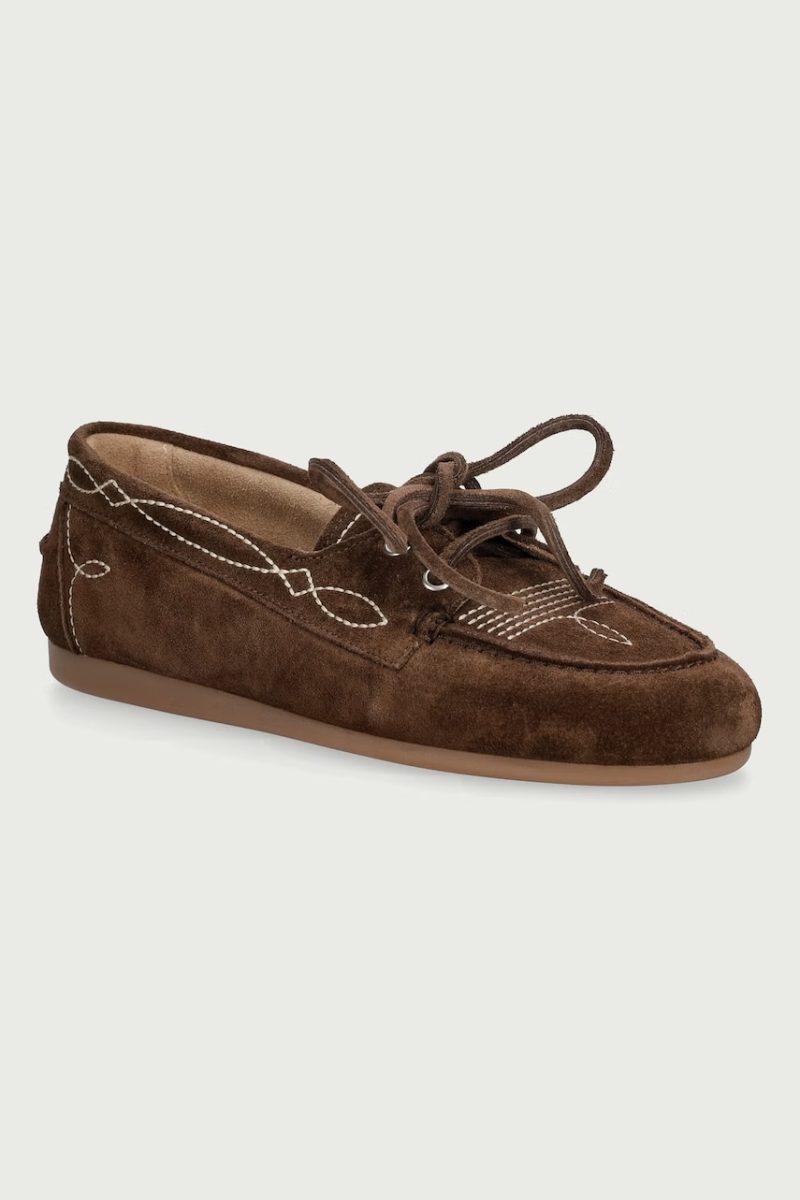 Posa  loafers slip-on pentru femei din piele întoarsă Boat Loafer Prairie
