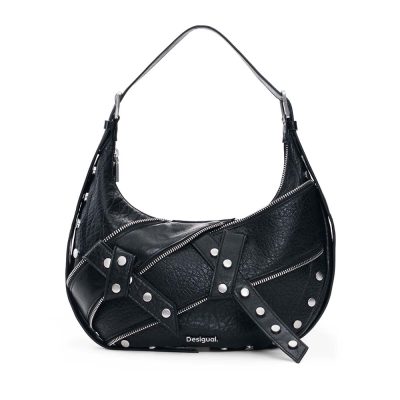 Poșetă hobo femei DESIGUAL neagră cu accesorii deco 2182POSSSAXP28N