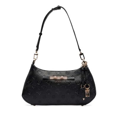 Poșetă hobo femei Guess Carmella neagră cu logo 912POSSHWPD2225180N