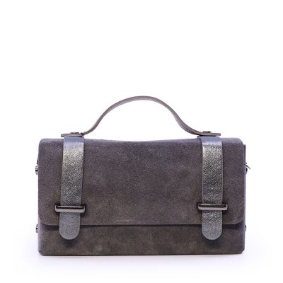 Poșetă mini crossbody femei Luca di Gioia gri din piele întoarsă   144posp3644vgr