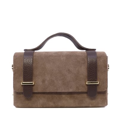Poșetă mini crossbody femei Luca di Gioia taupe din piele întoarsă 144POSP3644VTA