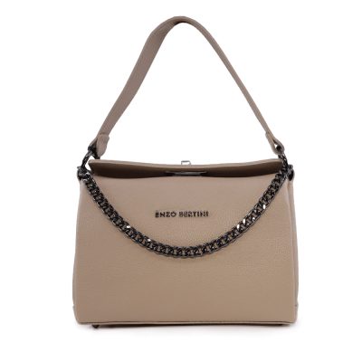 Poșetă satchel femei Enzo Bertini taupe din piele naturală    154posp3317ta