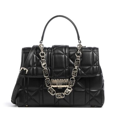 Poșetă satchel femei Steve Madden Vault neagră cu logo 1662POSSBvaultN