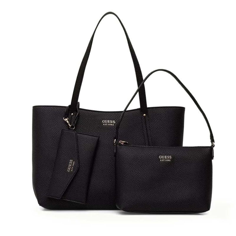 Poșetă shopper femei Guess Brenton neagră cu logo 912POSSHWPG9648240N